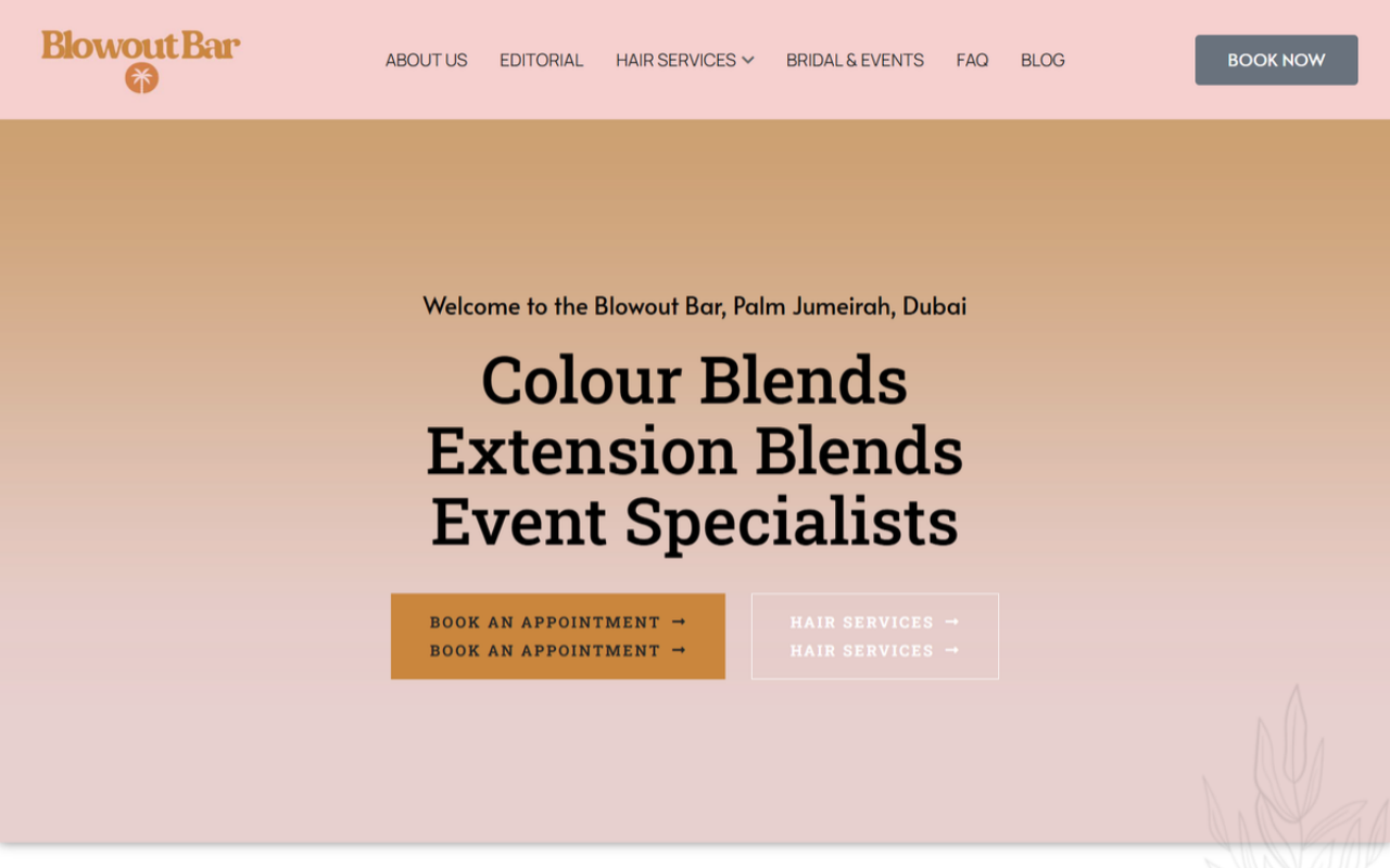 Blowout Bar Salon sample website