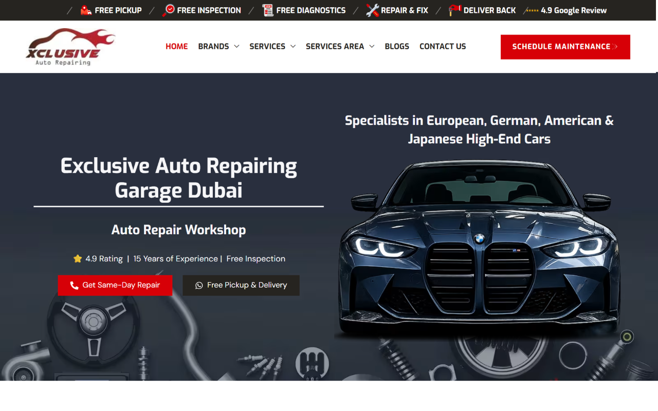 Exclusive Auto Repairing AutoMotive sample website