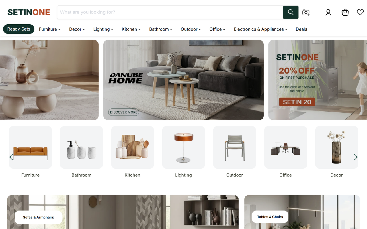 Setin One Shopify Store sample website