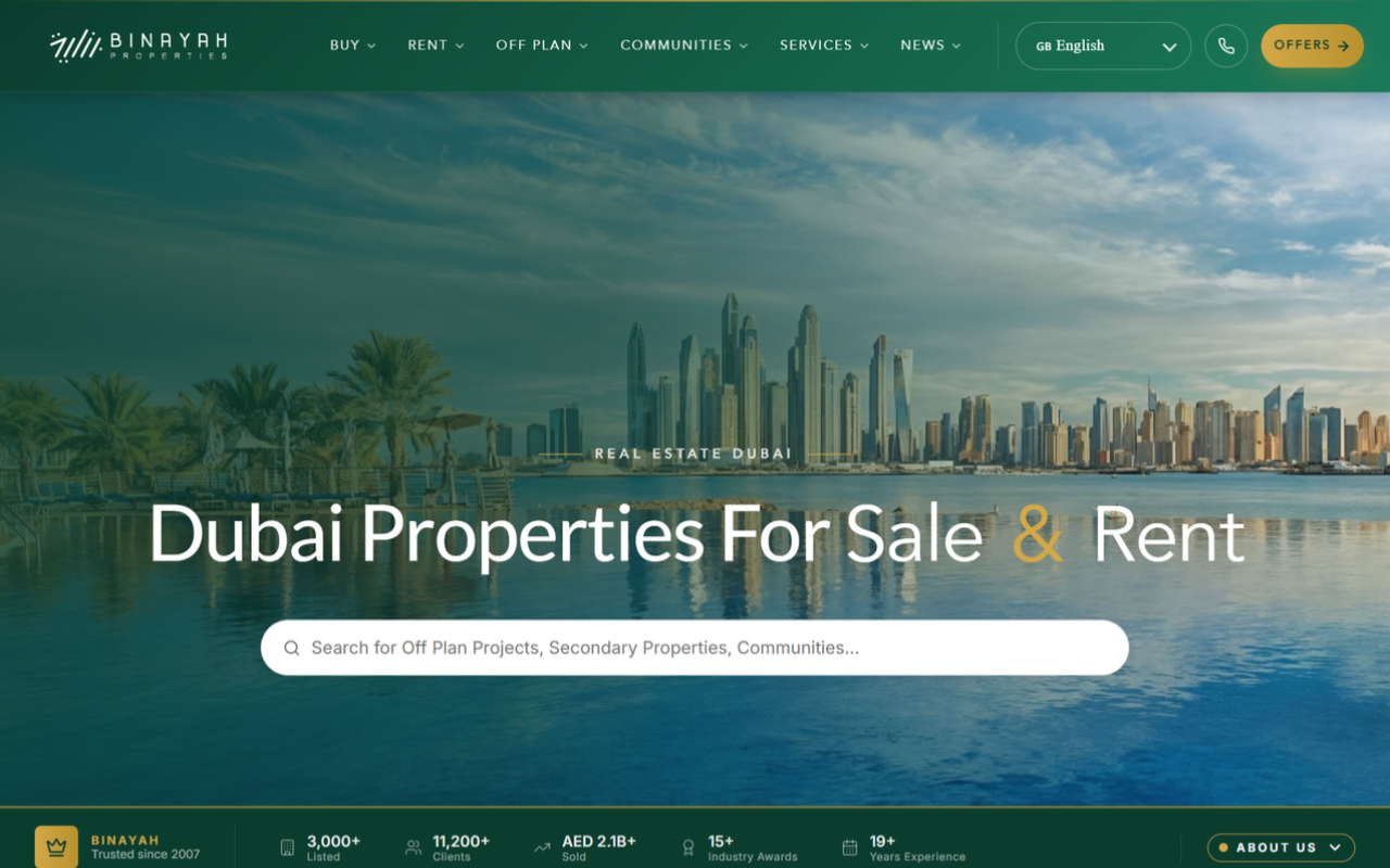 Binayah Properties Real Estate sample website
